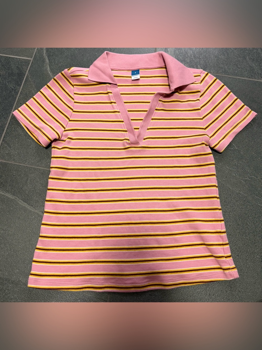Pink Striped Polo Top - Soft Cotton